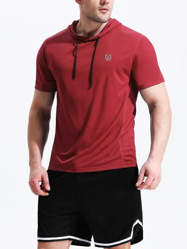 Vista 2 de NELEUS Paquete de 3 camisas de correr para hombre, camisetas atléticas de malla con capucha