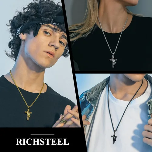 Vista 3 de Richsteel Collar de urna para cenizas, joyería de cremación, colgante de recuerdo conmemorativo con cadena