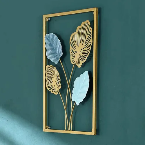Vista 7 de MKUN Esculturas de pared de hierro – Juego grande de 3 piezas rectangulares de metal para decoración de pared con arte de ginkgo biloba, ideal