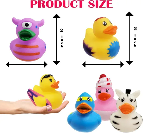 Vista 3 de Surtido de patos de goma para niños, regalos de cumpleaños de baño, baby showers, incentivos para el aula, playa de verano y actividad
