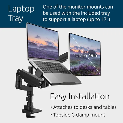Vista 3 de Kensington SmartFit Premium Heavy Duty Dual Monitor Arm with Laptop Tray