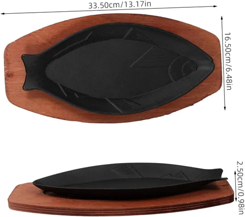Vista 2 de DOITOOL Sartén antiadherente con forma de pescado para carne y panqueques, portátil, para freír barbacoas, placa de cocción de hierro fundido