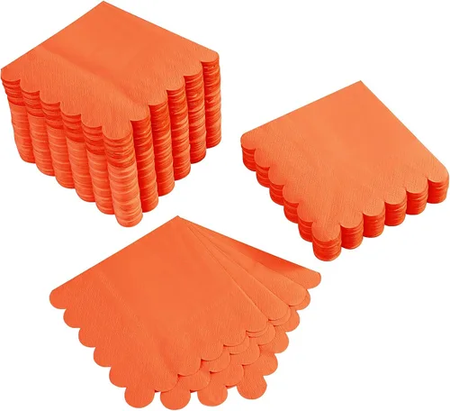 Vista 8 de 100 paquetes de servilletas de cóctel de 2 capas con borde festoneado, servilletas de postre plegadas de 5 x 5 pulgadas, servilletas desechables