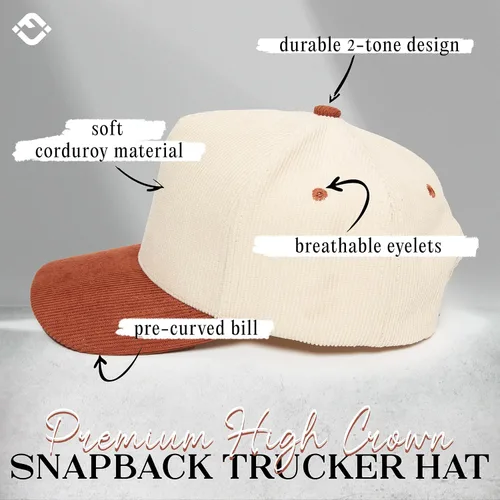Vista 3 de Funky Junque Blank Corduroy Snapback Hat naranja/beige