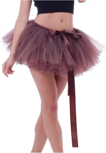 Vista 4 de Huilaibazo Faldas tutú para adultos, cintura con cordones, mini enagua hinchada, sexy, a la moda, para fiesta, tutús, gasa en capas, falda tutú
