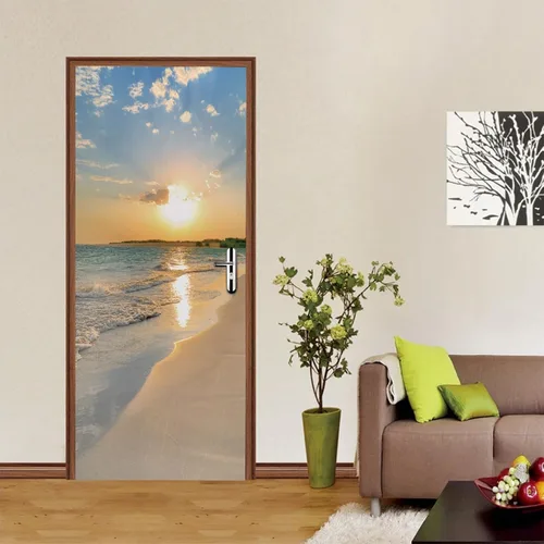 Vista 12 de TUOKING Adhesivo para puerta, calcomanías de vinilo para puerta, mural autoadhesivo para decoración del hogar, 30.3 pulgadas de ancho x 78.7