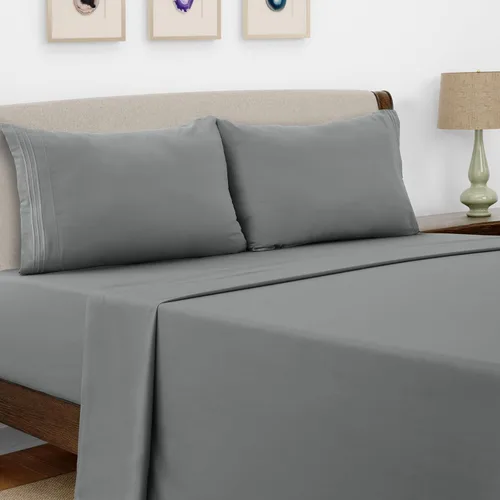 Vista 254 de LUX Décor - Juego de sábanas Twin de microfibra ultrasuave de 3 piezas con sábana encimera, sábana bajera de 16 pulgadas de profundidad y funda
