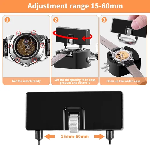 Vista 3 de Kit de herramientas de repuesto de batería de reloj, kit de reparación de BYNIIUR Watch, abridor de reloj, herramienta de extracción de llave