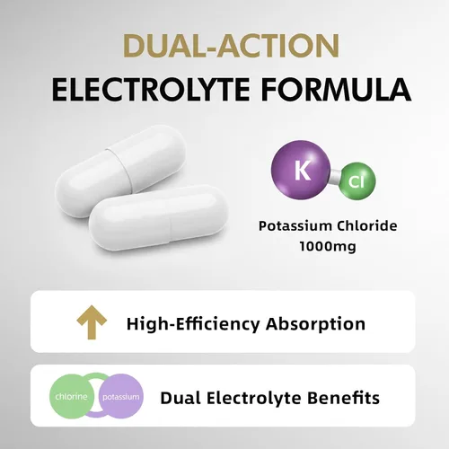 Vista 3 de Cloruro de potasio de alta potencia de 1000 mg por porción Suplemento de potasio – Apoya el equilibrio electrolítico, la salud cardíaca, muscular