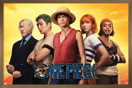 Vista 15 de Trends International Netflix One Piece - Póster de collage de pared, 14.72 x 22.37 pulgadas, versión enmarcada de madera de granero