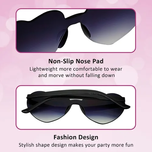 Vista 4 de KIDZVEFUN Regalos de despedida de soltera, lentes de sol de corazón, 9 unidades en forma de corazón, sin marco, transparentes, lindos y divertidos
