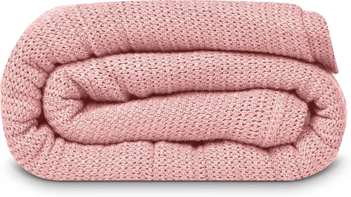 Vista 11 de Linteum Textile Supply Manta de tejido leno azul, tamaño Queen 100% algodón, ligera, cálida, esponjosa, suave y duradera, manta de cama premium