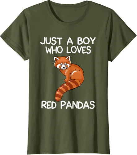 Vista 94 de Just A Boy Who Loves Red Pandas Gift - Camiseta con diseño de panda roja, Negro, S
