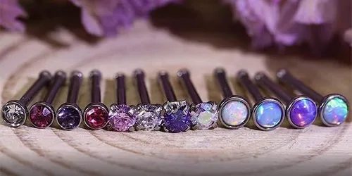 Vista 2 de Kridzisw 12 piercings de nariz de 18 G 20 G 22 G acero quirúrgico con incrustaciones de circonita cúbica de2 mm joyería para mujeres hombres y niñas