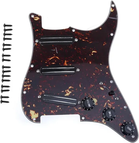 Vista 11 de Musiclily Golpeador ST-SSS básico precableado con mini riel de cerámica Humbucker para guitarra eléctrica Strat Style, 3 capas blanco envejecido