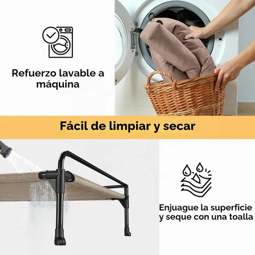 Vista 6 de Veehoo Cama Elevada para Perros - Cama Cot Refrescante para Exteriores para Perros de Tamaño Mediano con Cerca de Tres Lados, Cuna Elevada