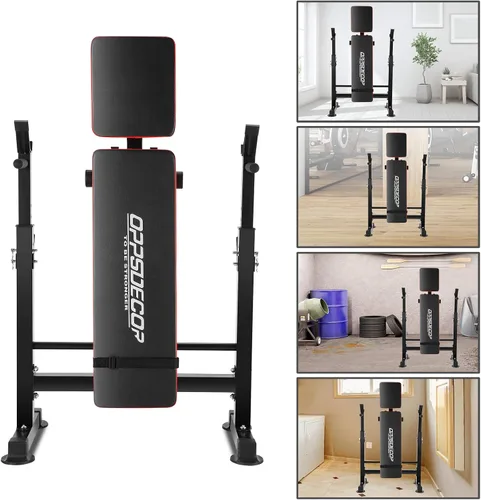 Vista 7 de OPPSDECOR 6-in-1 900LBS ASTM-Certified Foldable Weight Bench Set for Home Gym, Adjustable Bench Press Set with Leg Extension, Leg Curl, Preacher