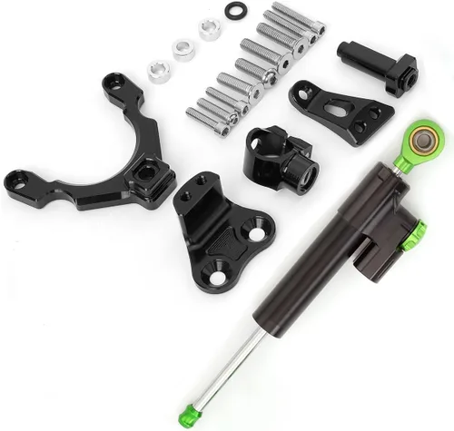 Vista 4 de Barra de control de amortiguador de dirección ajustable para motocicleta con kit de soporte de montaje compatible con Z900 2017-2021