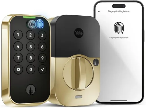 Vista 23 de Yale Assure Lock 2 Touch - Cerrojo inteligente de huellas dactilares, gamuza negra Wi-Fi (paquete de 2)