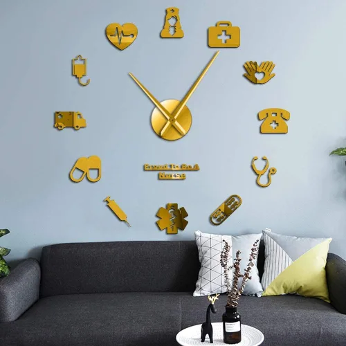 Vista 7 de XDG Proud to Be A Nurse Doctor & Nurse Kit DIY Relojes de pared grandes para oficina médica, hospital, decoración de pared, reloj de manos largas