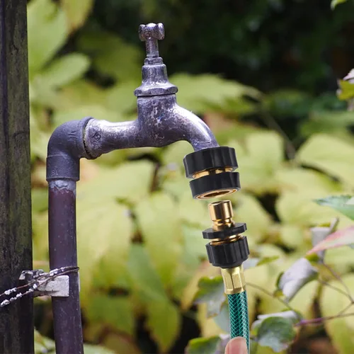 Vista 4 de Biswing Conector rápido de manguera de jardín de 3/4 pulgadas, accesorios de manguera de jardín de conexión rápida macho y hembra de aluminio