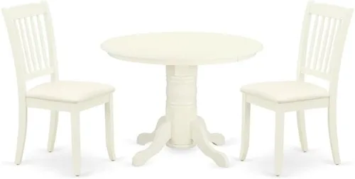 Vista 10 de East West Furniture SHDA3-BLK-C - Juego de mesa de comedor de 3 piezas para espacios pequeños que contiene una mesa de cocina redonda con pedestal