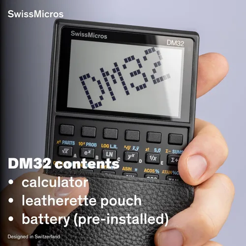 Vista 3 de SwissMicros Calculadora RPN DM32: software HP 32SII, carcasa de acero inoxidable 316L, solucionador de ecuaciones integrado y USB-C