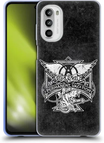 Vista 26 de Head Case Designs Officially Licensed Aerosmith 1987 Permanent Vacation Black and White Gel Case [Military Grade Protection] Compatible with Moto E7