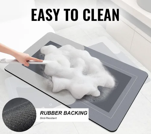 Vista 2 de Tapete de baño modernizado, súper absorbente, antideslizante, lavable, tapete de baño de goma, tapete mágico para bañera y suelo