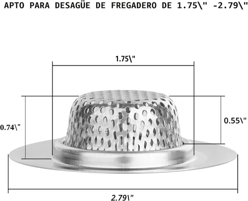 Vista 2 de Ohtomber Colador de drenaje de bañera de acero inoxidable de 2.79 pulgadas
