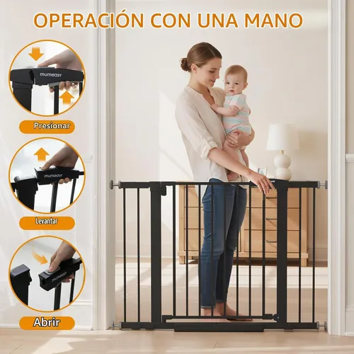 Vista 6 de Puerta de bebé para escaleras, puerta de perro con cierre automático de 29.7-43 pulgadas para puertas y pasillos, puerta para mascotas montada a