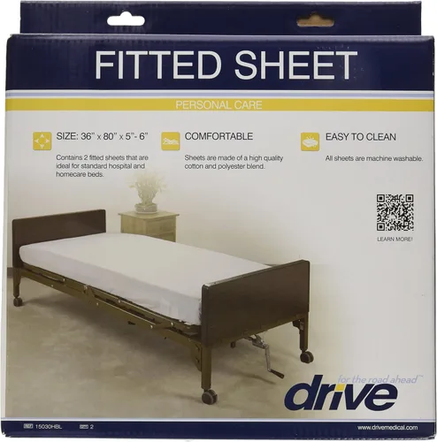Vista 3 de Drive Medical 15030HBL - Juego de sábanas de hospital, color blanco (paquete de 2) Soft Hospital Bed Sheet Set Includes 2 Sets for Comfortable