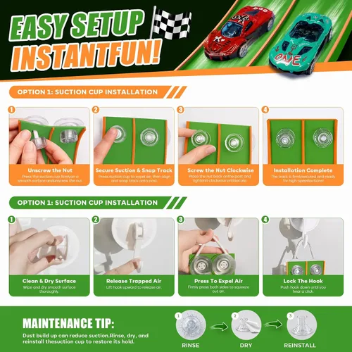 Vista 6 de TAEMVV Pista de carreras flexible para niños, juego de pistas de doble Lima