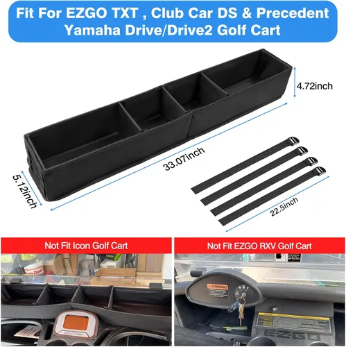 Vista 3 de MOSNAI Cesta de golf delantera para carrito de golf sin necesidad de taladrar, organizador de bandeja para EZGO TXT, Club Car DS & Precedent Yamaha