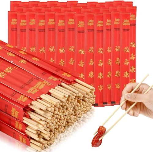 Vista 7 de Sabary 1000 pares de palillos desechables de bambú con mangas separadas