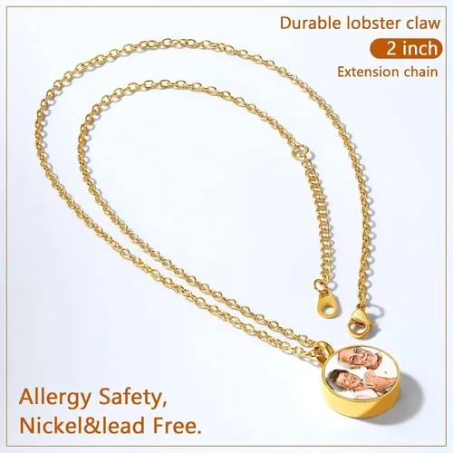 Vista 282 de FindChic Collares personalizados con urna para cenizas, barra vertical, gato, luna, reloj de arena, garra de perro, acero inoxidable, chapado en oro