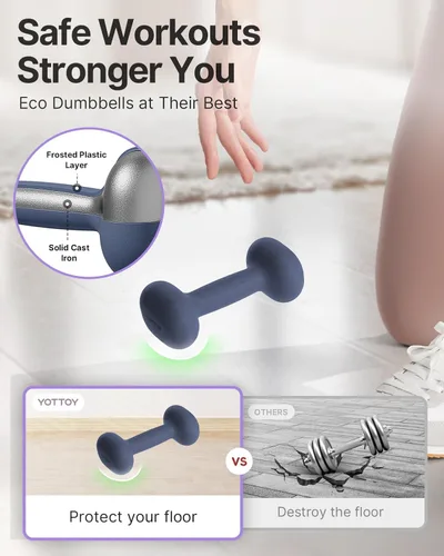 Vista 3 de YOTTOY Juego de mancuernas de 2, pesas de mano de 2-15 libras para mujeres, pesas de mano antideslizantes para gimnasio en casa, entrenamiento