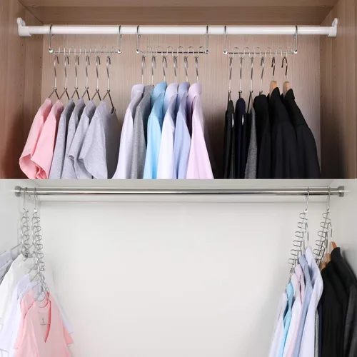 Vista 3 de Meetu – Percha mágica de ropa para ahorrar espacio, organizador de armario de metal, para sistema de organización de armario