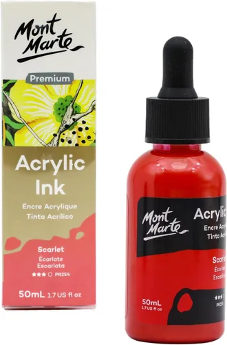 Vista 12 de Mont Marte Tinta acrílica premium de 6 piezas x 20 ml (0,7 fl.oz. EE.UU.), tintas acrílicas para artistas, colores esenciales, ideal para aerógrafo