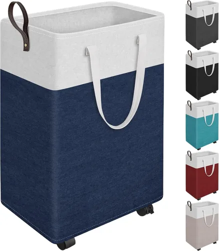 Vista 9 de HomeHacks - Cesta de lavandería rodante de 75L con ruedas, cesta de ropa plegable e impermeable, cesta de ropa móvil, contenedores de almacenamiento