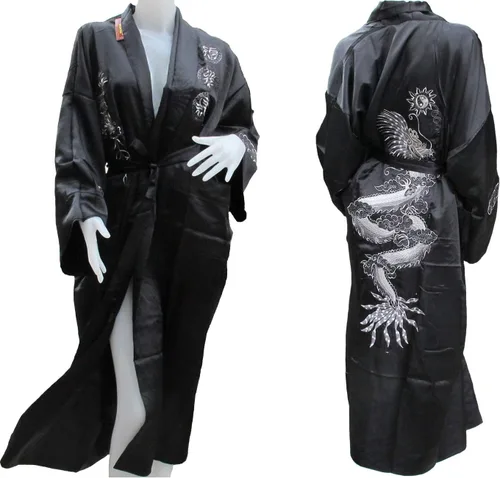 Vista 3 de Auténtico kimono de dragón tailandés reversible