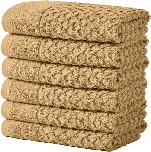 Vista 102 de Great Bay Home - Toallas de mano 100% algodón blanco, 6 toallas de baño suaves para manos, altamente absorbentes y de secado rápido, colección 01