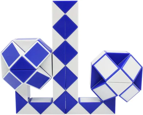 Vista 3 de Mipartebo Magic Snake Cube Twist Puzzle 72 Cuñas Tamaño Grande Azul Juguetes para ansiedad con forma de serpiente, regalos de fiesta para niños