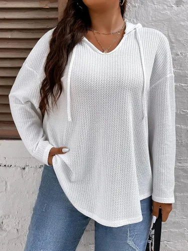 Vista 4 de SOLY HUX Sudaderas con capucha de talla grande para mujer, manga larga, con cordón de punto gofre, sin botones