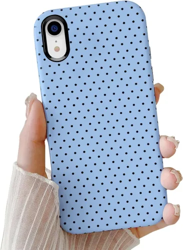 Vista 11 de Compatible con iPhone SE/8/7 Funda Linda para Celular, Diseño de Patrón Estético de Puntos, Funda Protectora Antiarañazos de 2 Capas Híbridas a Azul