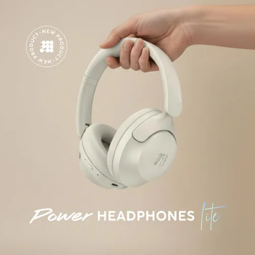Vista 4 de Cubitt Headphones Lite - Auriculares inalámbricos Bluetooth 5.4 sobre la oreja, ANC, 60H, plegables, arena clara