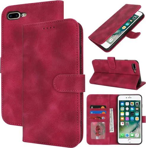 Vista 11 de Funda tipo cartera para iPhone 8 Plus iPhone 7 Plus con tarjetero para iPhone 8 Plus, funda tipo cartera para mujeres y hombres, de piel sintética