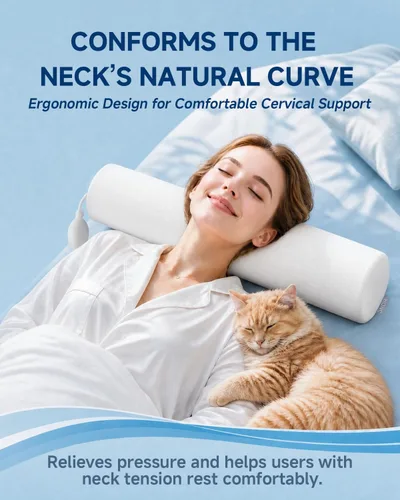 Vista 7 de SMDR Almohada cervical ajustable para el cuello para aliviar el dolor, almohada cervical de espuma viscoelástica con soporte de cojín de aire