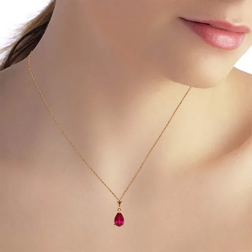 Vista 4 de Galaxy Gold GG Collar con colgante de gota de rubí en forma de pera de oro rosa macizo de 14 quilates de 1,75 quilates
