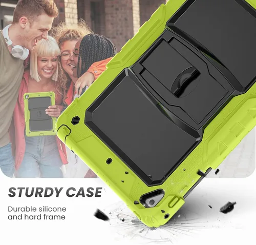 Vista 6 de HXCASEAC Funda a prueba de golpes para iPad de 6ª/5ª generación, Air 2 / Pro de 9.7 pulgadas con protector de pantalla, soporte integrado, duradera